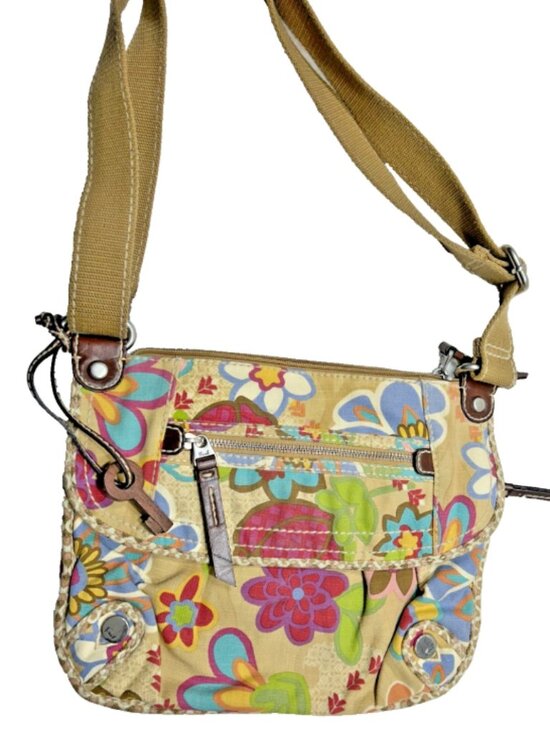 Fossil Handbags - Fossil ZB2944 Vintage Floral Woven Canvas Crossbody Bag – Retro Boho Multi-Color